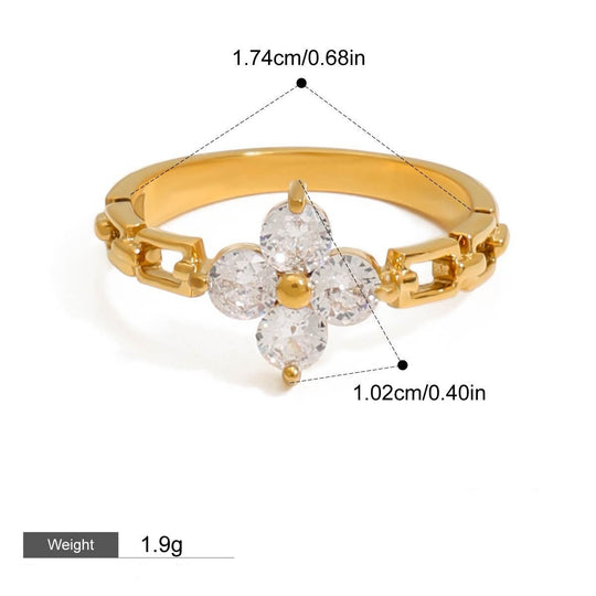 Close-up of Flower-shaped gemstone-set ring