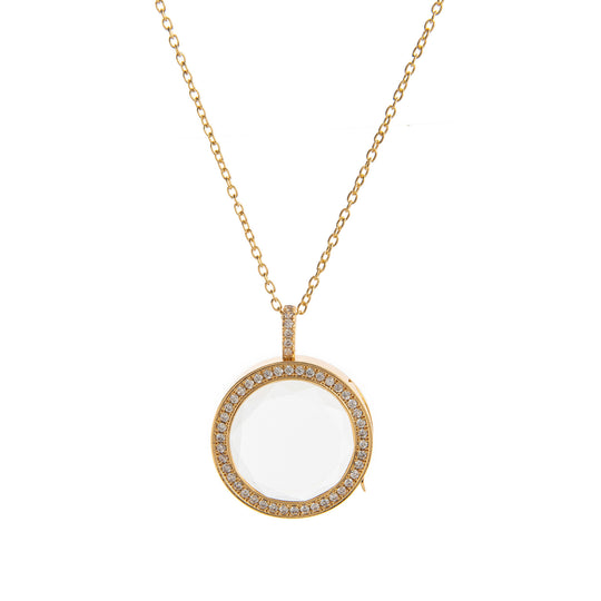 Round glass locket necklace