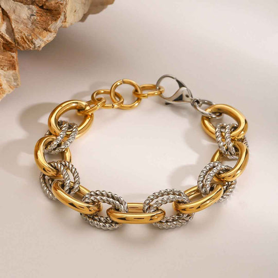 18K gold thick chain with gold and silver color matching unique high-end bracelet