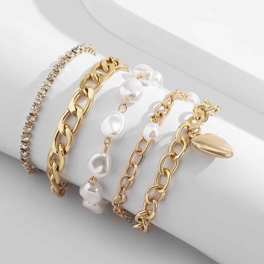 18k gold elegant Baroque special-shaped pearl heart chain bracelet