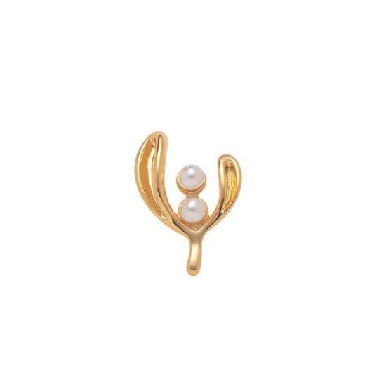 Gold pearl branch charm