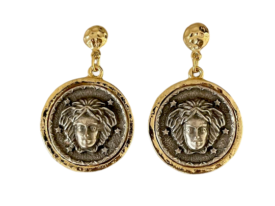 18k Gold Plated Medusa Coin Earrings - Handmade Bohemian Jewelry from Turkiye, Handmade In Turkey - Glam Duchess