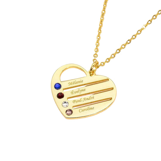 Hollow heart inlaid with gemstones with customizable name design high-end necklace