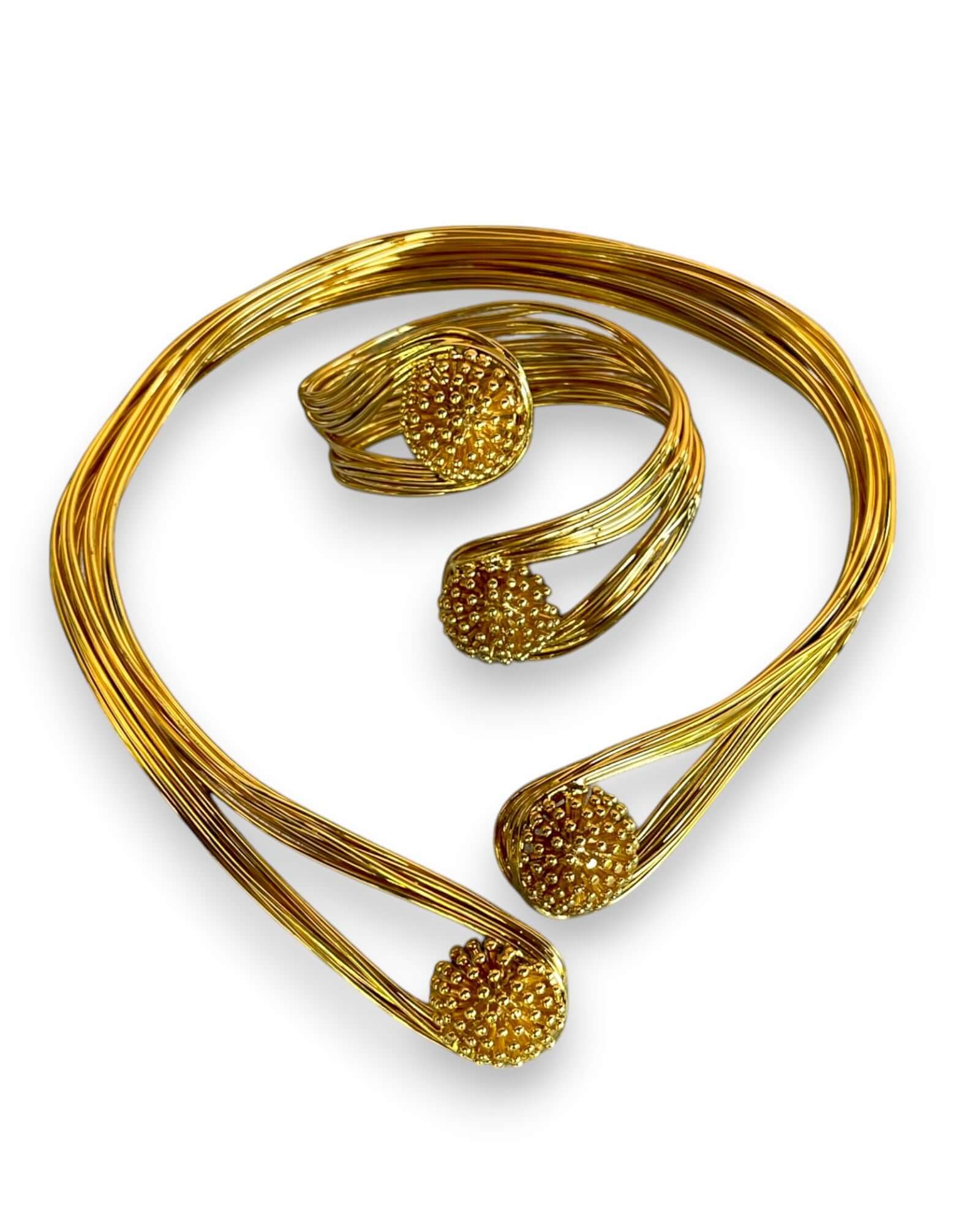 Gold Plated Choker - Handmade Open Collar Necklace and Bracelet Set