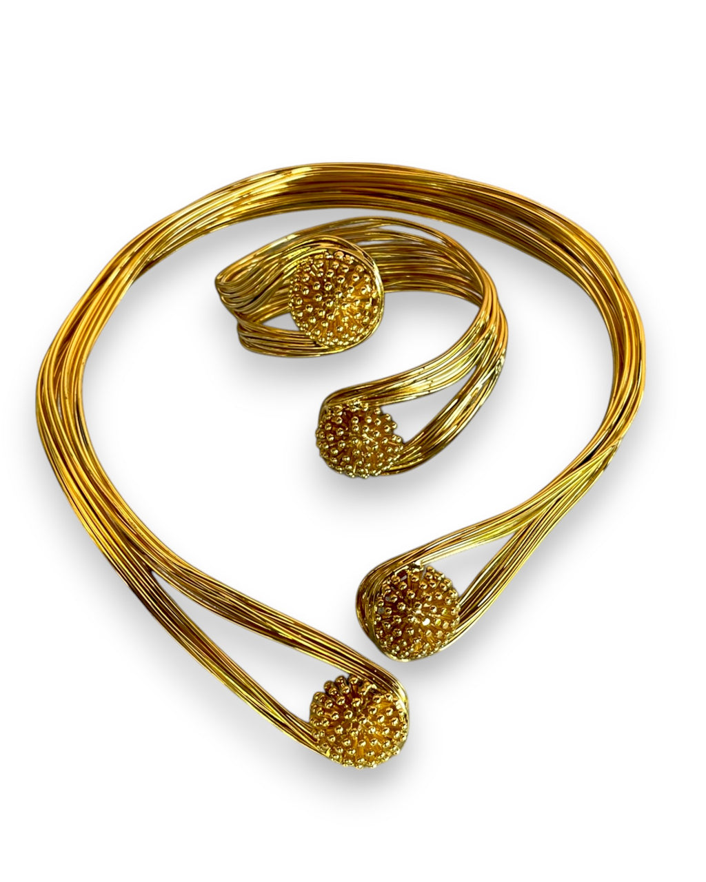 Gold Plated Choker - Handmade Open Collar Necklace and Bracelet Set