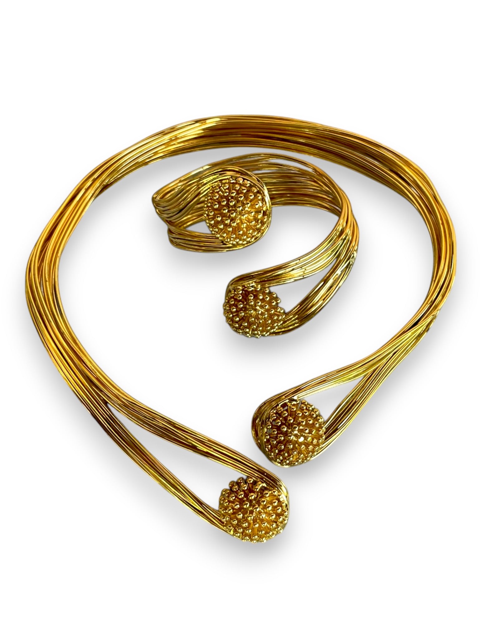 Gold Plated Choker - Handmade Open Collar Necklace and Bracelet Set