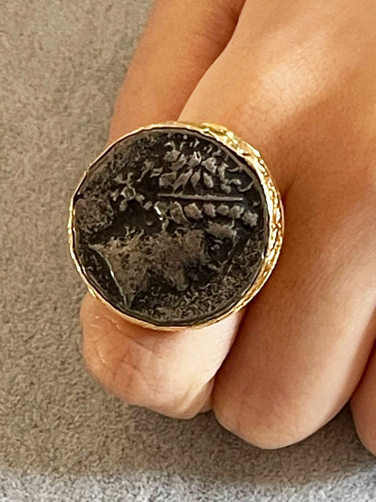 Gold Coin Bracelet Set – Ancient Coin Jewelry Cuff With Matching Ring