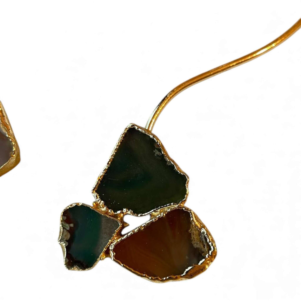 18k Gold Plated Raw Agate Sliced Choker – Handcrafted Open Torque Necklace