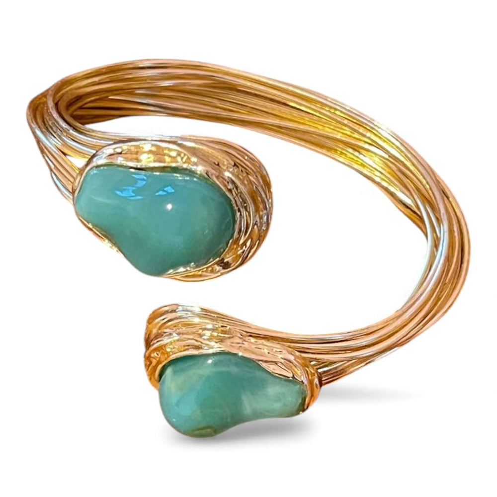 18K Gold Plated Sculptural Open Choker and Cuff Bracelet Set