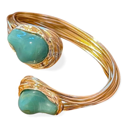 18K Gold Plated Sculptural Open Choker and Cuff Bracelet Set