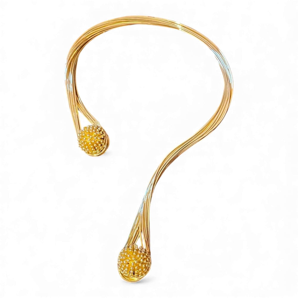 Handmade 18K Gold Plated Open Choker Necklace and Cuff Bracelet Set