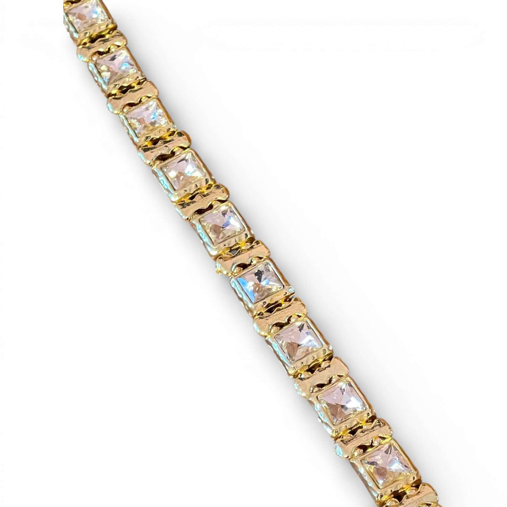 18k Gold Plated Geometric Crystal Choker & Stretch Bracelet Set