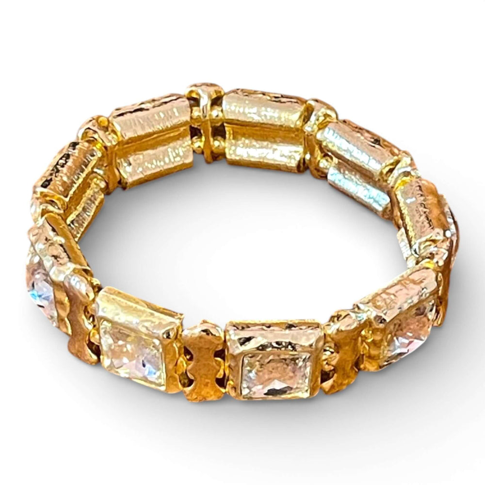 18k Gold Plated Geometric Crystal Choker & Stretch Bracelet Set