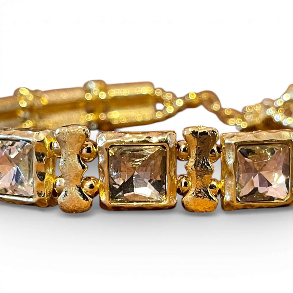 18k Gold Plated Geometric Crystal Choker & Stretch Bracelet Set