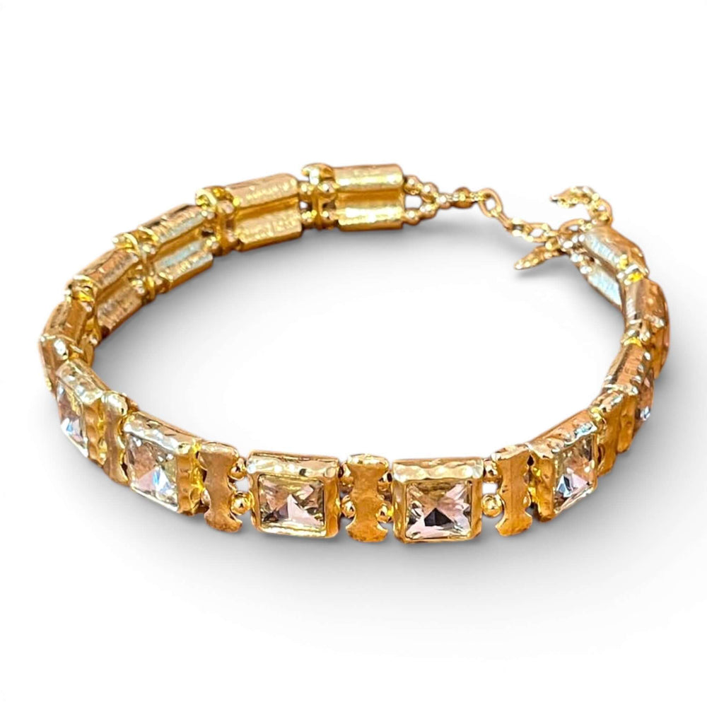 18k Gold Plated Geometric Crystal Choker & Stretch Bracelet Set