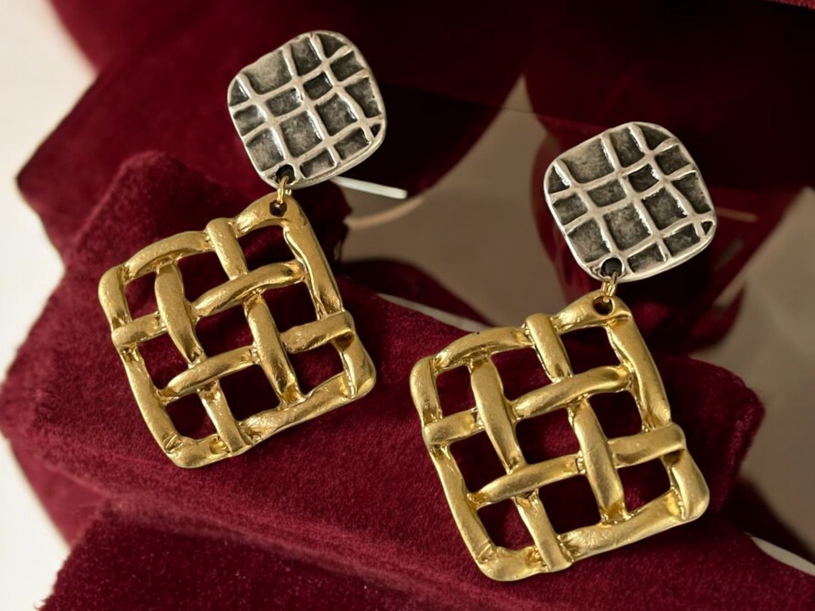 Handmade Gold Plated Woven Drop Earrings