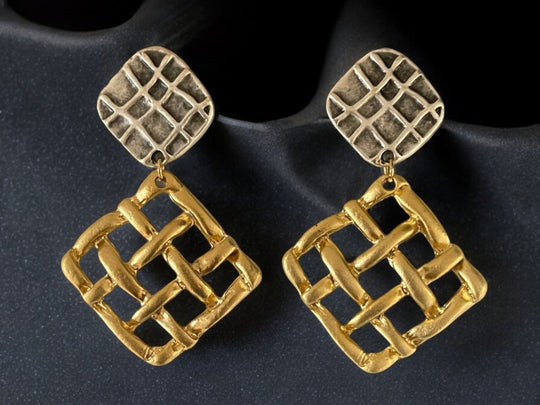 Handmade Gold Plated Woven Drop Earrings