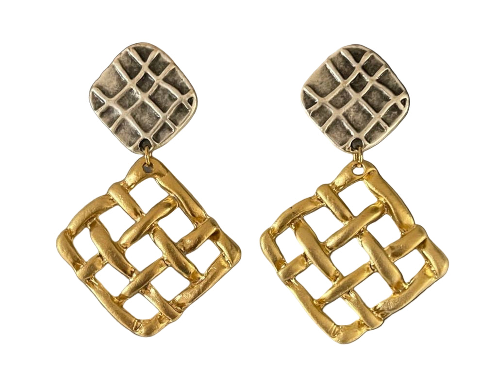 Handmade Gold Plated Woven Drop Earrings
