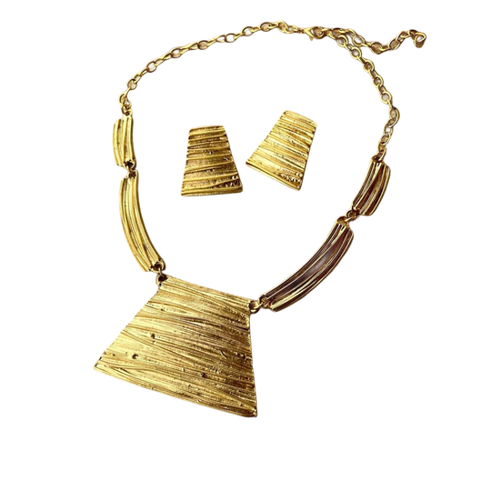 Geometric Necklace and Earring Set - Handmade Two-Tone Gold and Silver Jewelry Gift, Handmade In Turkey - Glam Duchess