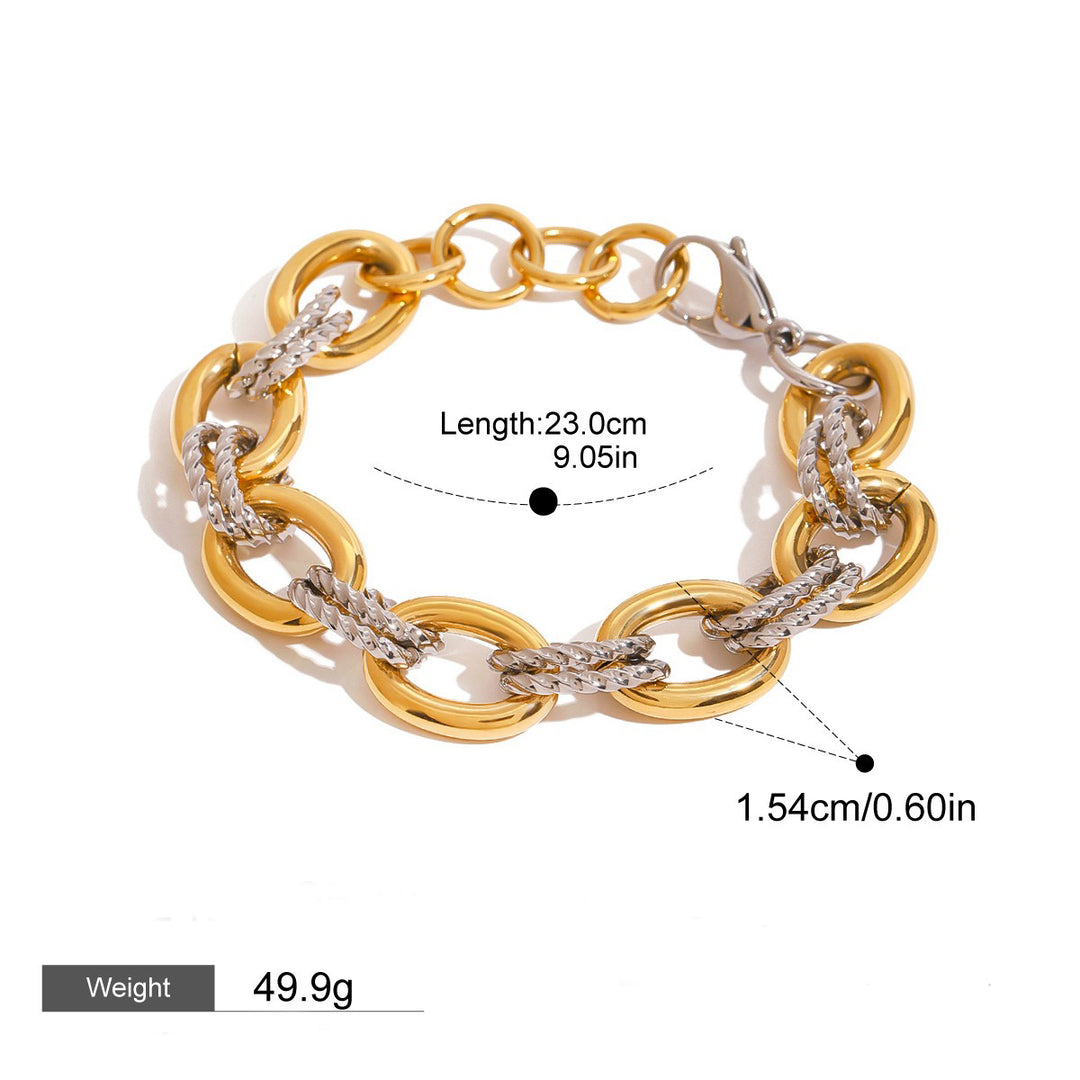 Alternate view of Thick chain with gold and color matching unique bracelet