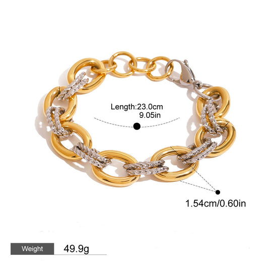 Alternate view of Thick chain with gold and color matching unique bracelet