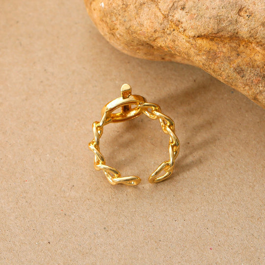 Openwork ring with buckle worn on hand