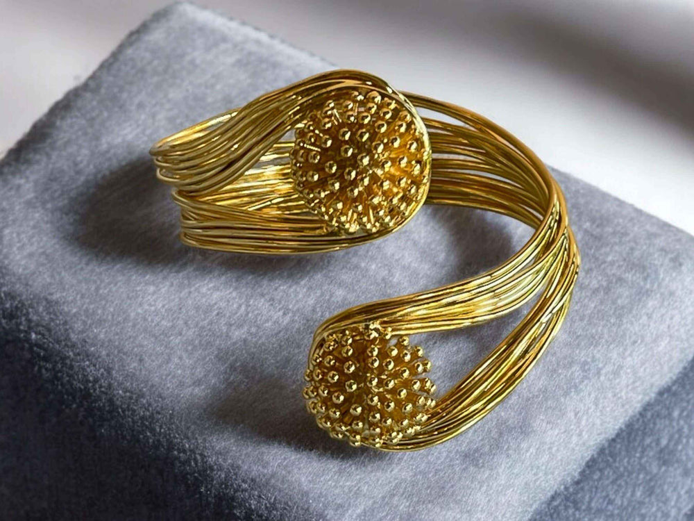 Gold Plated Choker - Handmade Open Collar Necklace and Bracelet Set