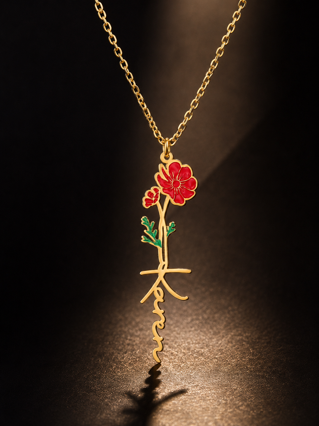 Custom Name Flower Pendant Necklace