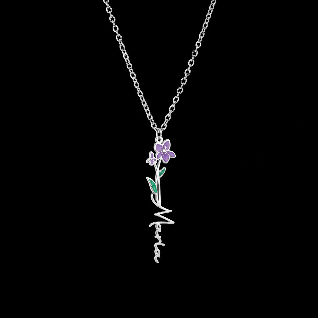 Custom Name Flower Pendant Necklace