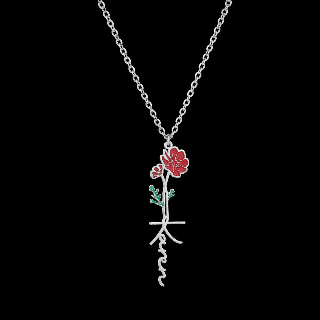 Custom Name Flower Pendant Necklace