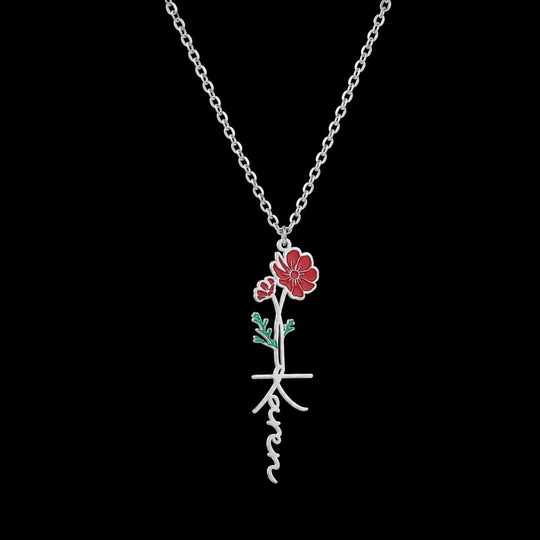 Custom Name Flower Pendant Necklace