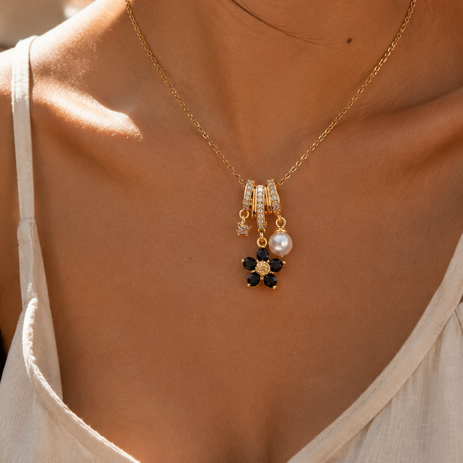 Colorful Flower Zircon Necklace | 316L Stainless Steel