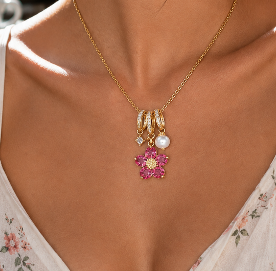 Colorful Flower Zircon Necklace | 316L Stainless Steel