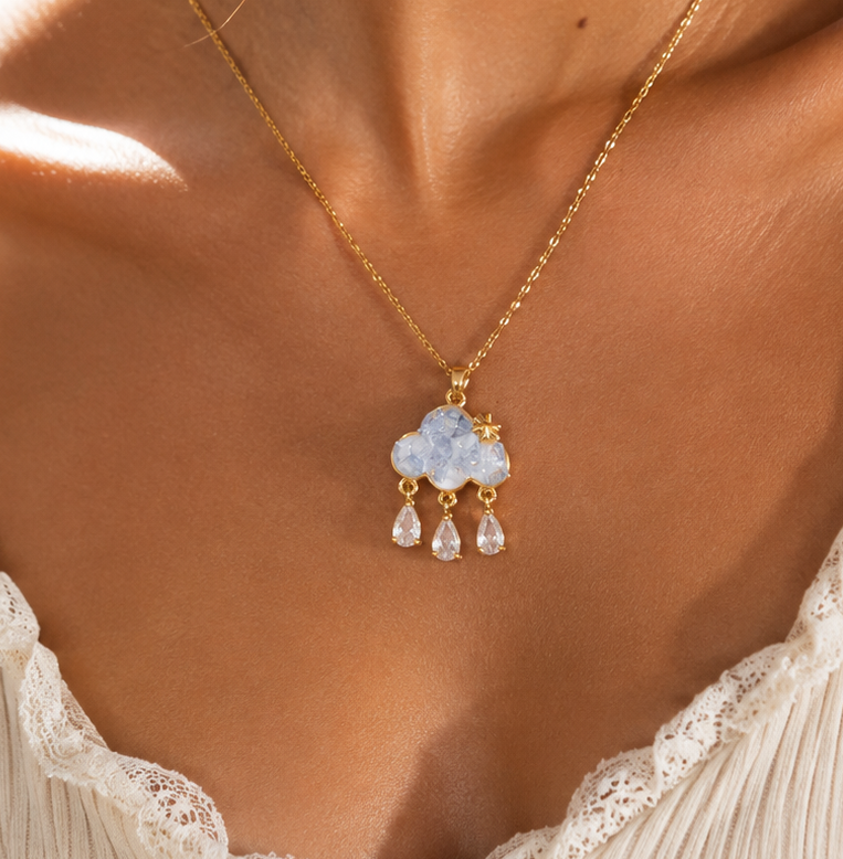 Cloud Raindrop Tassel Necklace | 316L Stainless Steel