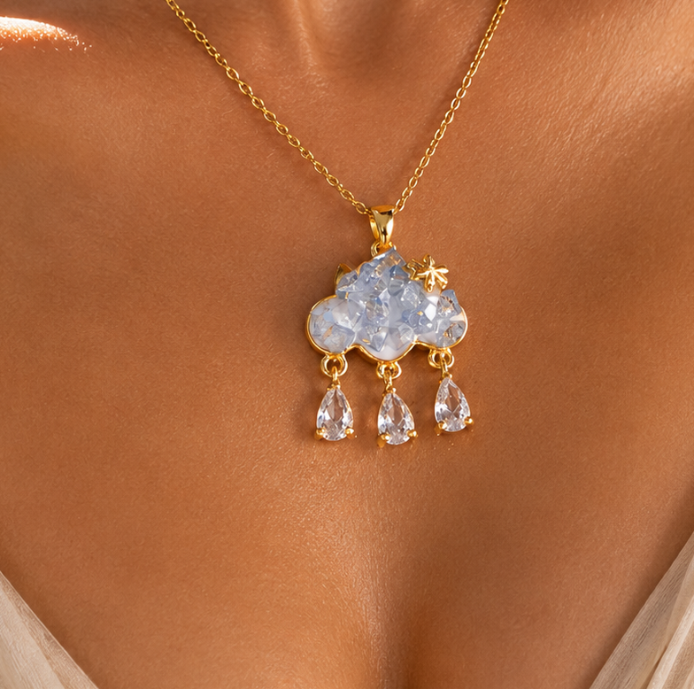Cloud Raindrop Tassel Necklace | 316L Stainless Steel
