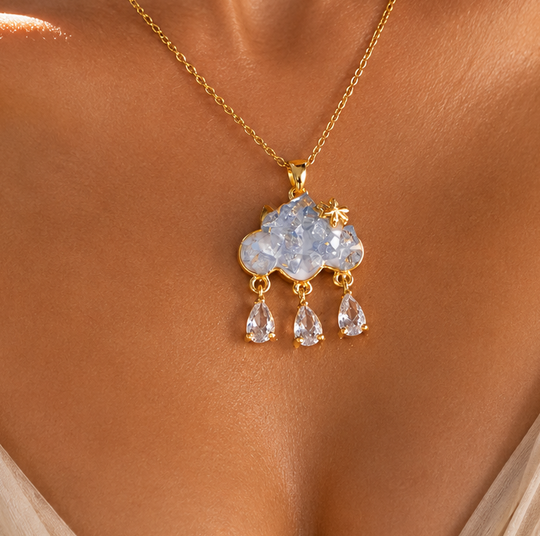 Cloud Raindrop Tassel Necklace | 316L Stainless Steel