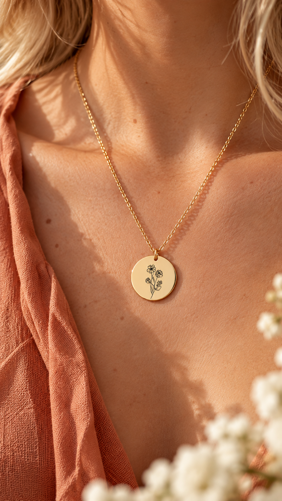 【S925 Silver】Birthday flower with customizable name design unique luxury necklace
