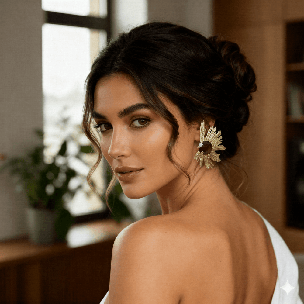 18k Gold Plated Sunburst Statement Earrings