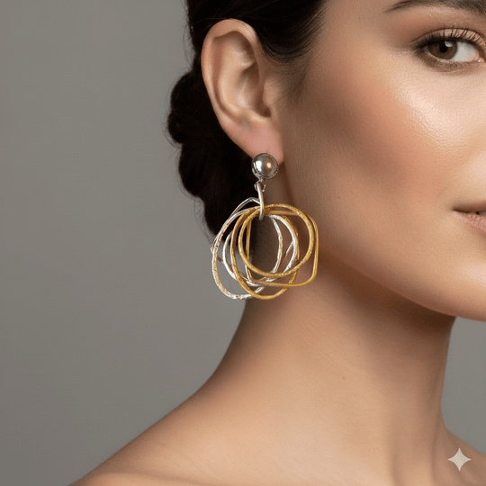 18K Vergulde Chunky Multi-Hoop Statement Oorbellen Met Parel - 7,5cm Goud