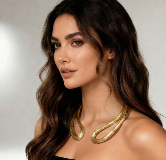 De Vergulde Golf: 18k Vergulde Getextureerde Open Choker