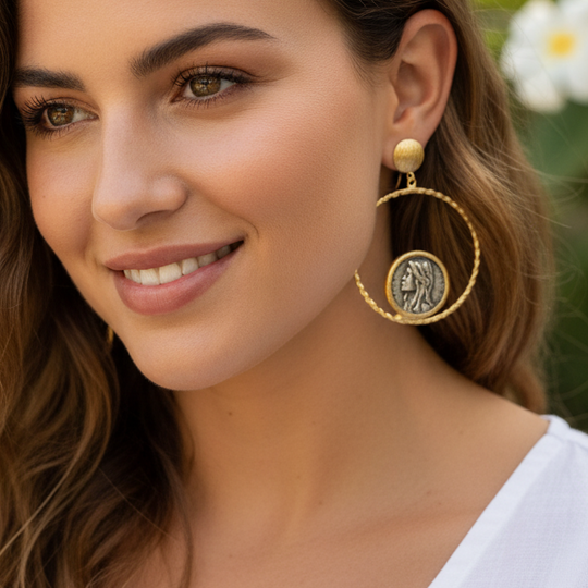 Gold Hoop Earrings – Handmade Gold Plated Hoops with Pearl Drop & Infinity Loop