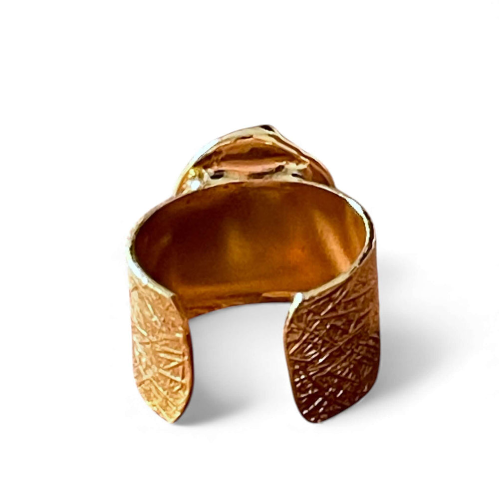 18k Gold Plated Baroque Pearl Statement Adjustable Ring