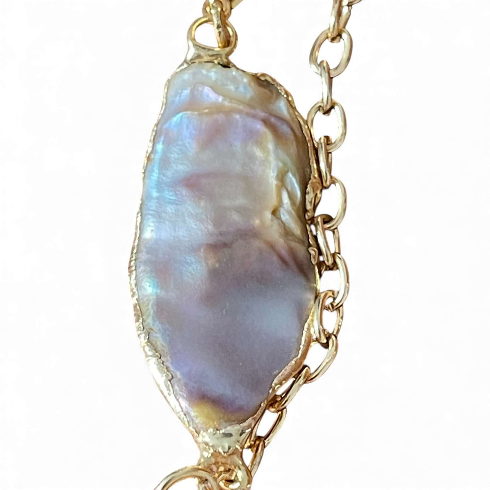 18K Gold Plated Handmade Organic Keshi Baroque Pearl Long Layering Necklace, 126 cm