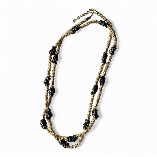 18k Gold Plated 100cm Long Beaded Necklace – Two-Tone Layering Statement Piece