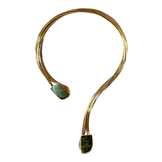 The Verdant Wire Choker | 18k Gold Plated & Raw Green Gemstone