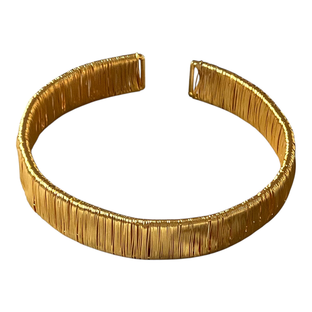 18K Gold Plated Wire-Wrapped Gold Choker & Cuff Set | Statement Jewelry
