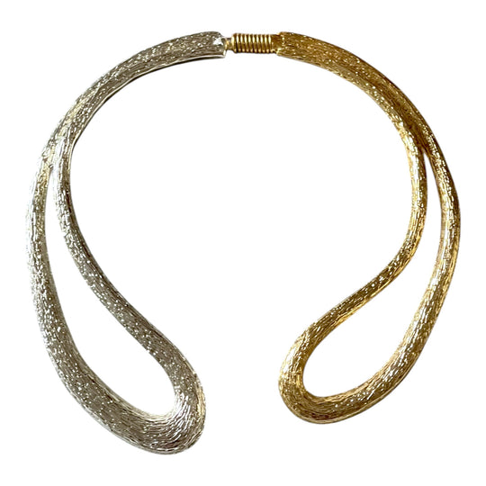 Sculptural Two-Tone Open Choker Necklace | 18k Gold Plated & Silver Finish