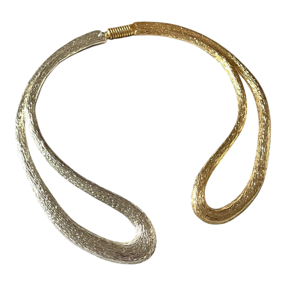 Sculptural Two-Tone Open Choker Necklace | 18k Gold Plated & Silver Finish