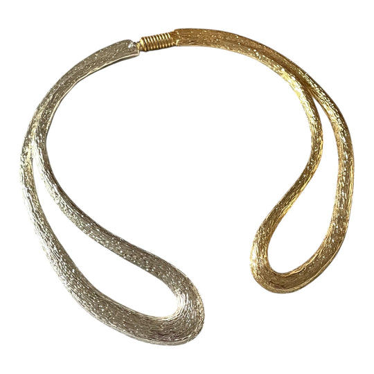 Sculptural Two-Tone Open Choker Necklace | 18k Gold Plated & Silver Finish