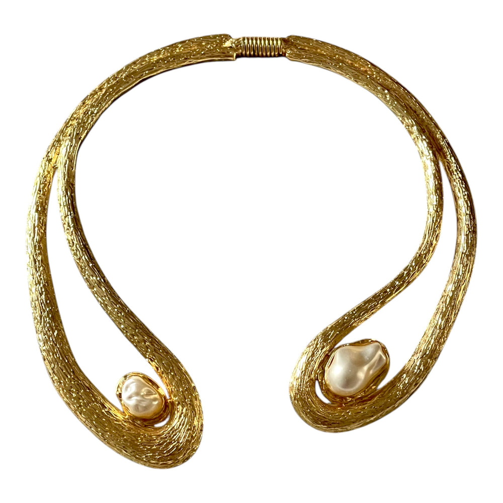Sculpturale Barokke Parel Open Choker | 18k Vergulde Statement Kraag